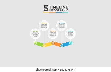 5 step timeline infographic element. Business concept with five options and number, steps or processes. data visualization. Vector illustration.