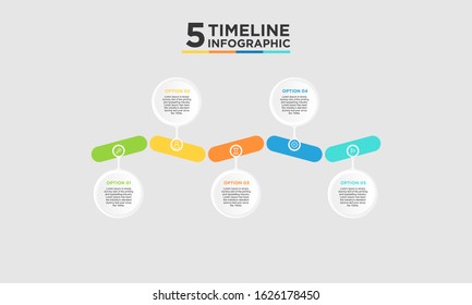 5 step timeline infographic element. Business concept with five options and number, steps or processes. data visualization. Vector illustration.
