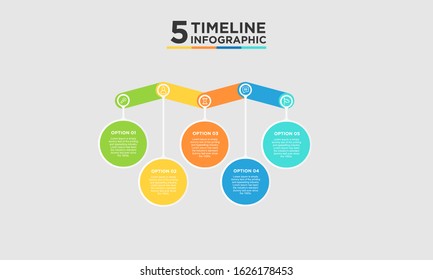 5 step timeline infographic element. Business concept with five options and number, steps or processes. data visualization. Vector illustration.