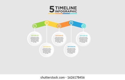 5 step timeline infographic element. Business concept with five options and number, steps or processes. data visualization. Vector illustration.