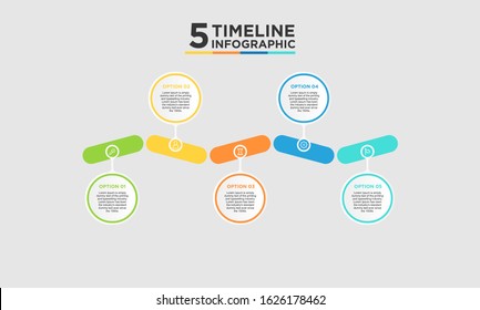 5 step timeline infographic element. Business concept with five options and number, steps or processes. data visualization. Vector illustration.