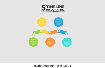 5 step timeline infographic element. Business concept with five options and number, steps or processes. data visualization. Vector illustration.