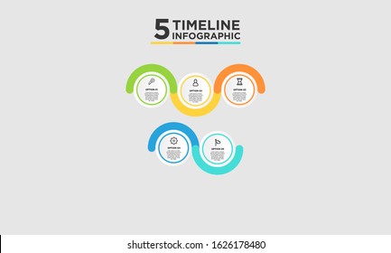 5 step timeline infographic element. Business concept with five options and number, steps or processes. data visualization. Vector illustration.