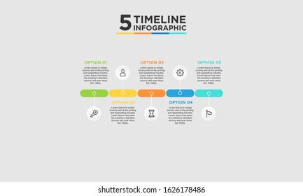 5 step timeline infographic element. Business concept with five options and number, steps or processes. data visualization. Vector illustration.