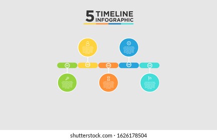 5 step timeline infographic element. Business concept with five options and number, steps or processes. data visualization. Vector illustration.