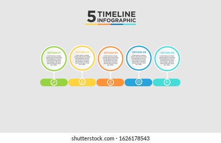 5 step timeline infographic element. Business concept with five options and number, steps or processes. data visualization. Vector illustration.
