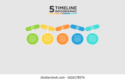 5 step timeline infographic element. Business concept with five options and number, steps or processes. data visualization. Vector illustration.