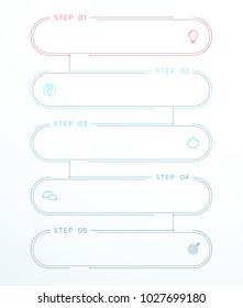 5 Step Vector Flat Thin Line Banner Templates Linked Together