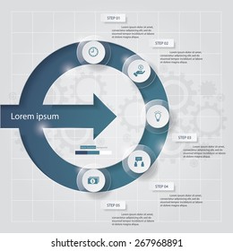 5 Steps abstract template/graphic or website layout. Vector.