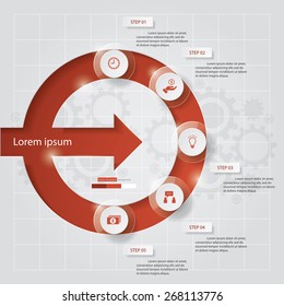 5 Steps abstract template/graphic or website layout. Vector.
