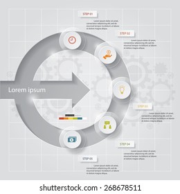 5 Steps abstract template/graphic or website layout. Vector.
