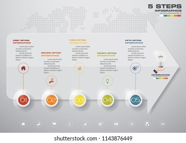 5 steps arrow infographic elements for data presentaton. EPS 10.