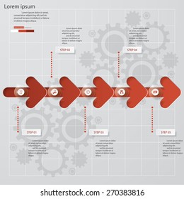 5 Steps arrow template/graphic or website layout. Vector.