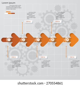 5 Steps arrow template/graphic or website layout. Vector.