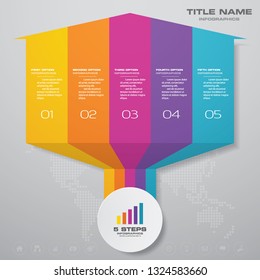 5 steps arrow timeline infographic element. 5 steps horizontal infographic, EPS10.