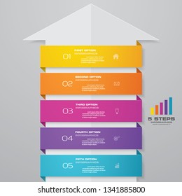 5 steps arrow timeline infographic element. can be used for workflow layout, diagram,presentation, education or any number option. EPS10.