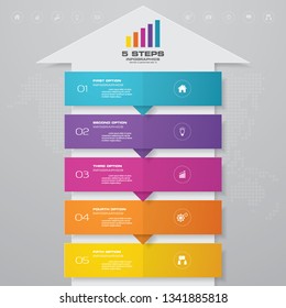 5 steps arrow timeline infographic element. can be used for workflow layout, diagram,presentation, education or any number option. EPS10.