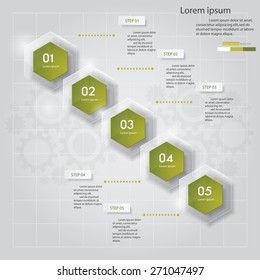 5 Steps banners template/graphic or website layout. Vector.