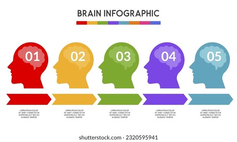 5 steps brain idea infographic timeline Template for presentation, diagram, graph and chart
