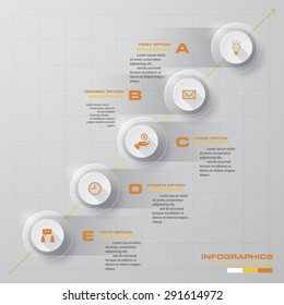 5 Steps Business Banners Graphic or Website Layout. Vector Background.