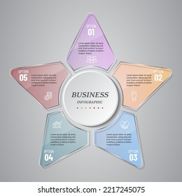 5 steps business infographic 3 d, Glass design, can be used for workflow layout, diagram, annual report, web design.Creative banner, label vector, Banner design.