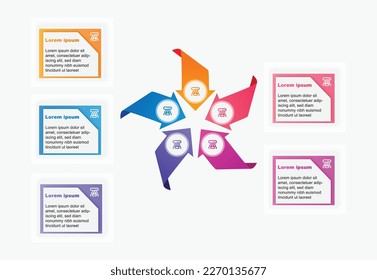 5 steps business infographic template with arrows,like stars,colorful,modern,powerpoint presentation design,pitch deck,elegant,simple,game,uiux, Elements for design invitations,Vector illustration.