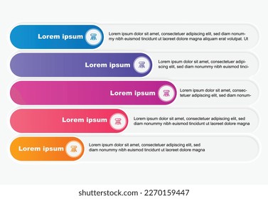 5 steps business infographic template with arrows,like stars,colorful,modern,powerpoint presentation design,pitch deck,elegant,simple,game,uiux, Elements for design invitation,Vector illustration.Caus