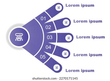 5 steps business infographic template with fan,colorful,modern,powerpoint presentation design,elegant,simple,uiux,Element for design invitation,Vector illustration.Cause and Effect infographic templat