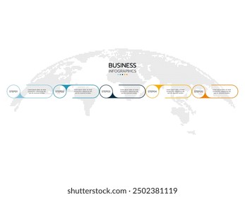 Proceso de línea delgada de infografía de negocios de 5 pasos con Plantilla cuadrada. Ilustración vectorial. Procesos de línea de tiempo con 5 opciones, pasos o partes.
