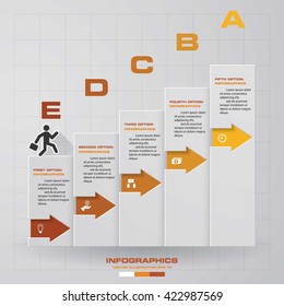 5 steps business man walking up to the top Infographics vector design template. Simple&Editable for your sample text. Business clean template. EPS 10.