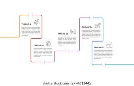 5 Steps Business Timeline Infographic Template with Modern Thin Line Design. Vector illustration.