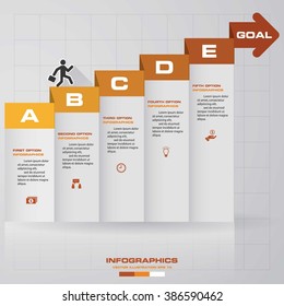5 steps by step Infographics vector design template. Simple&Editable for your sample text. Business clean template. 5 steps with arrow.