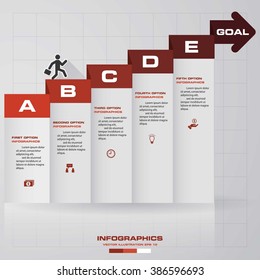 5 steps by step Infographics vector design template. Simple&Editable for your sample text. Business clean template. 5 steps with arrow.