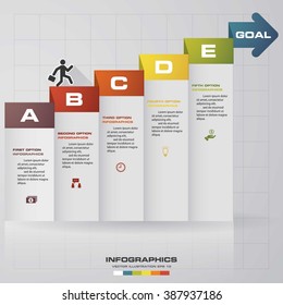 5 steps by step Infographics vector design template. Simple&Editable for your sample text. Business clean template. 5 steps with arrow.