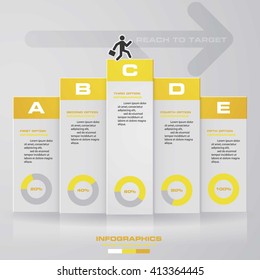 5 steps by step Infographics vector design template. Simple&Editable for your sample text. Business clean template. 5 steps.