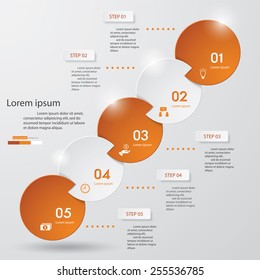 5 steps chart template/graphic or website layout. Vector illustration.