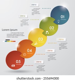 5 steps chart template/graphic or website layout. Vector illustration.