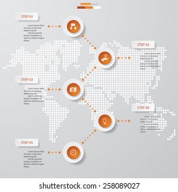 5 Steps chart template/graphic or website layout. Vector.