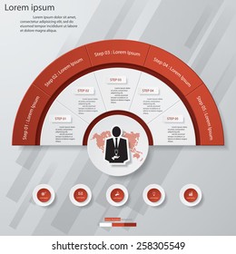 5 Steps chart template/graphic or website layout. Vector.