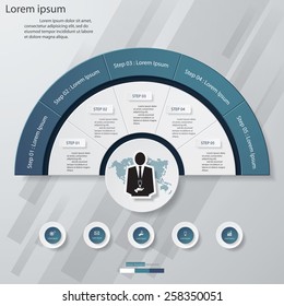 5 Steps chart template/graphic or website layout. Vector.