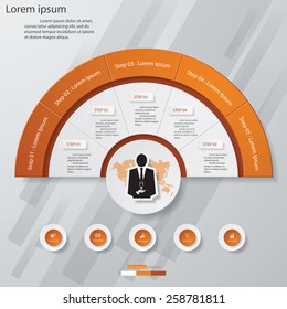 5 Steps chart template/graphic or website layout. Vector.