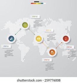 5 steps chart template/graphic or website layout. Vector.