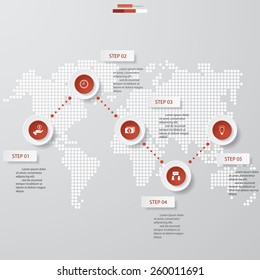 5 steps chart template/graphic or website layout. Vector.