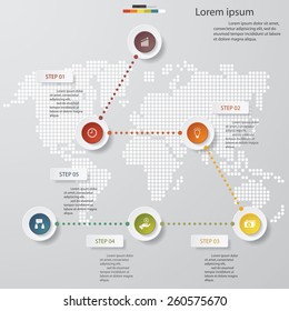 5 steps chart template/graphic or website layout. Vector.