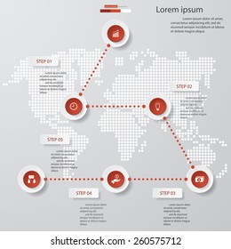 5 steps chart template/graphic or website layout. Vector.