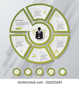 5 Steps chart template/graphic or website layout. Vector.