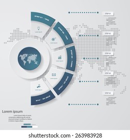 5 Steps chart template/graphic or website layout. Vector.