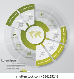 5 Steps chart template/graphic or website layout. Vector.