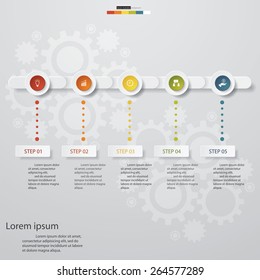 5 Steps chart template/graphic or website layout. Vector.
