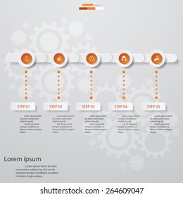 5 Steps chart template/graphic or website layout. Vector.